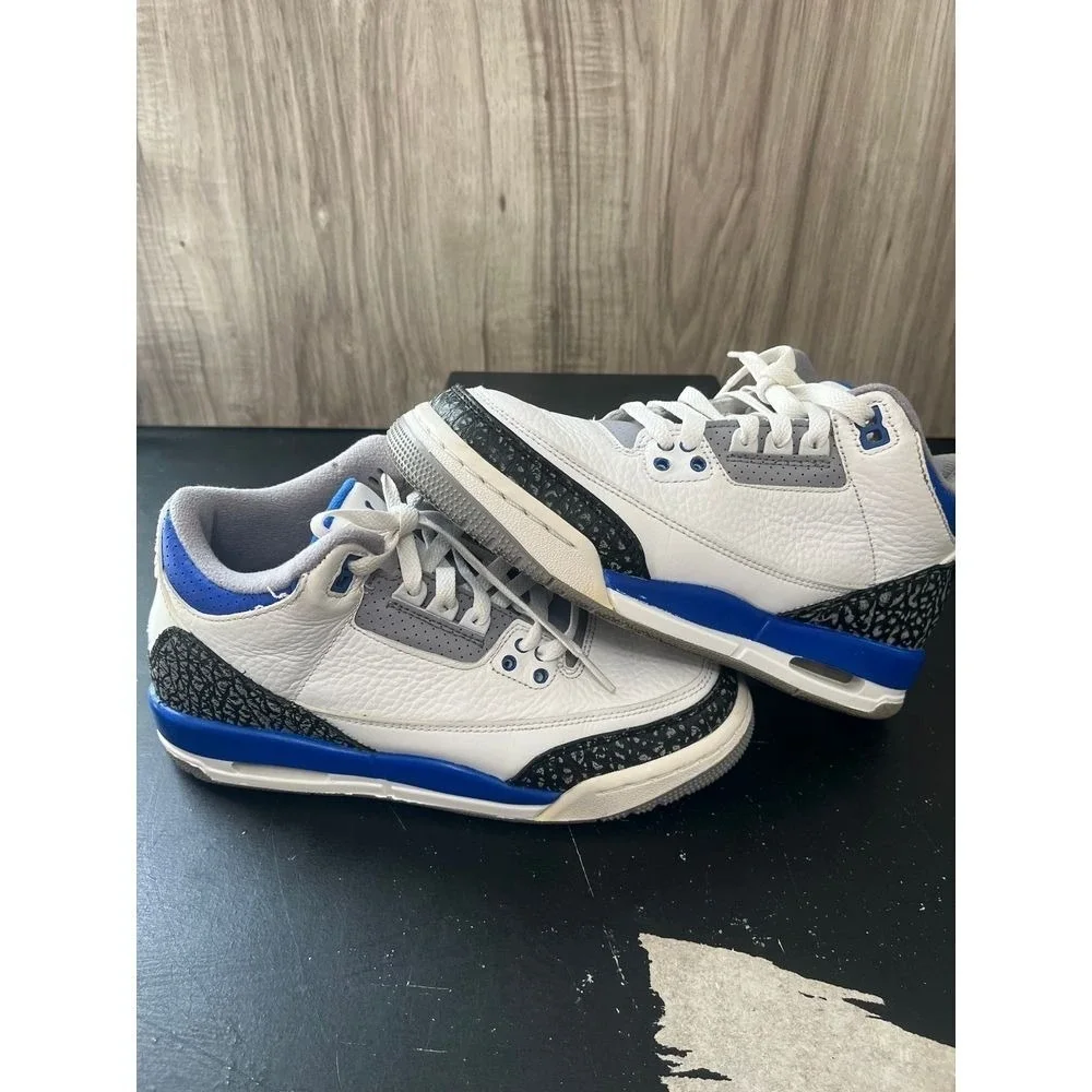 Nike Air Jordan 3 Retro GS Racer Blue 2021 Size 6Y 398614-145 White Black